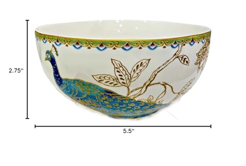 222 Fifth Replacement 5.5 "" Diameter Salad Cereal Bowl PEACOCK GARDEN (quantity: 1 New Bowl) - Image 4